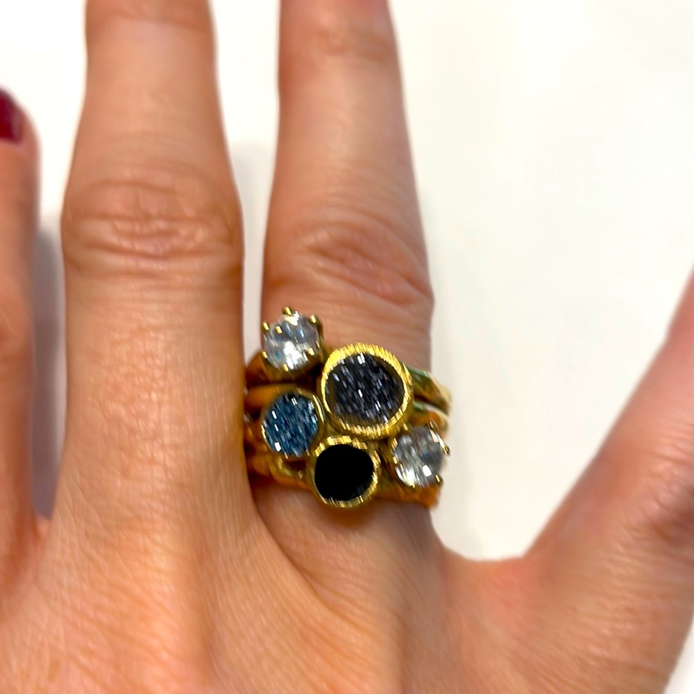 Alexis Bittar Gold Multi Stone Ring size 6.5